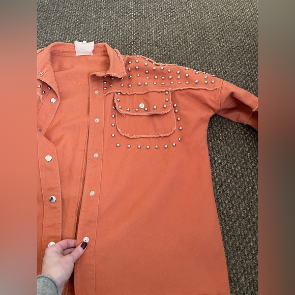 Fantastic Fawn cotton frayed studded jacket size small - Picture 3 of 6